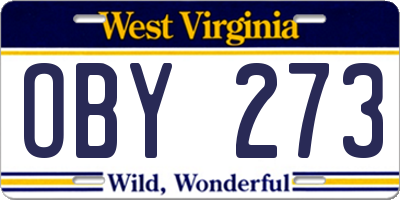 WV license plate OBY273