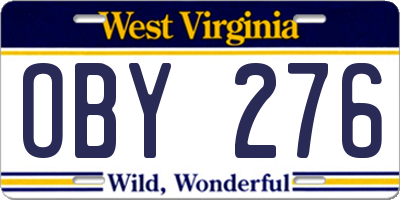 WV license plate OBY276