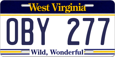 WV license plate OBY277