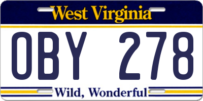 WV license plate OBY278