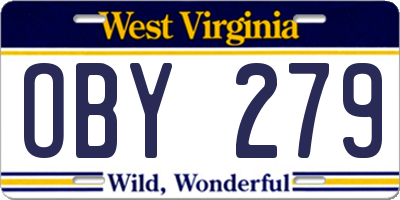 WV license plate OBY279