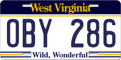 WV license plate OBY286