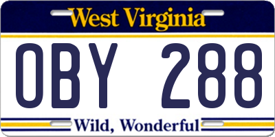 WV license plate OBY288