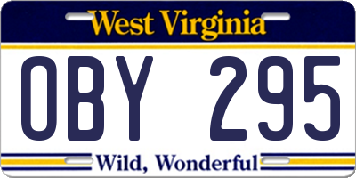 WV license plate OBY295