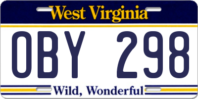 WV license plate OBY298