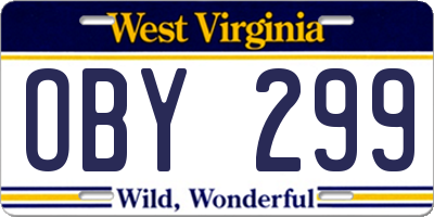 WV license plate OBY299