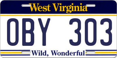 WV license plate OBY303