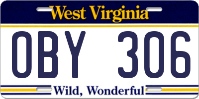 WV license plate OBY306