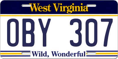 WV license plate OBY307