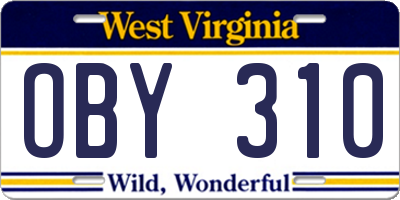 WV license plate OBY310