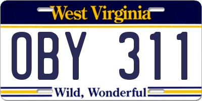 WV license plate OBY311