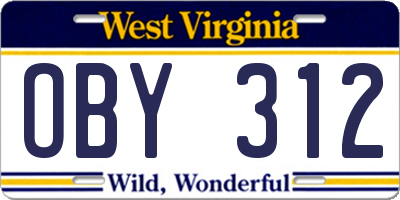 WV license plate OBY312