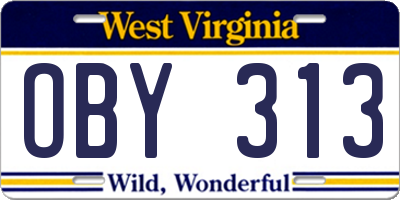 WV license plate OBY313