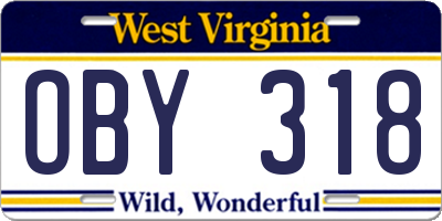 WV license plate OBY318