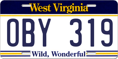 WV license plate OBY319