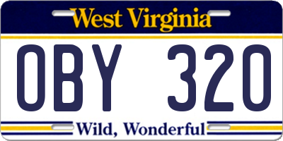 WV license plate OBY320