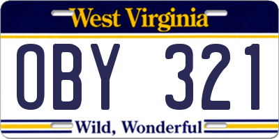 WV license plate OBY321