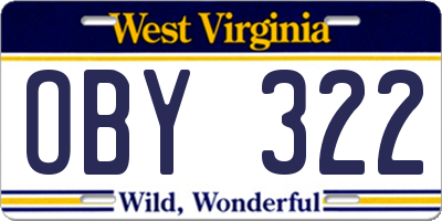 WV license plate OBY322