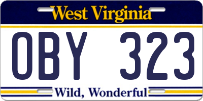 WV license plate OBY323