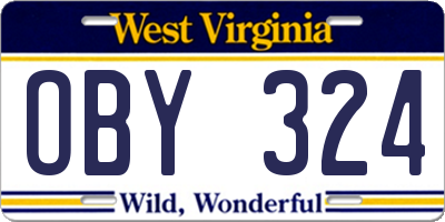 WV license plate OBY324