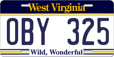 WV license plate OBY325
