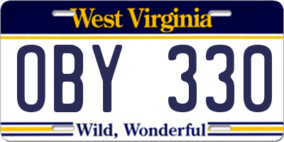 WV license plate OBY330