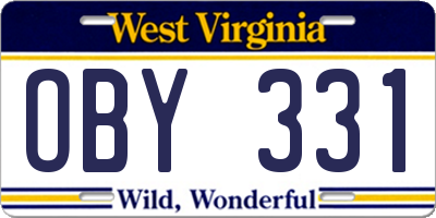 WV license plate OBY331