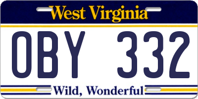 WV license plate OBY332
