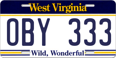 WV license plate OBY333