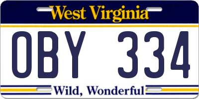 WV license plate OBY334