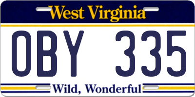 WV license plate OBY335