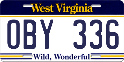 WV license plate OBY336