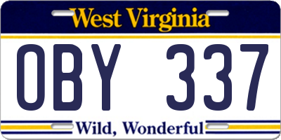 WV license plate OBY337