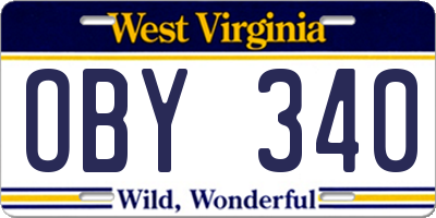 WV license plate OBY340