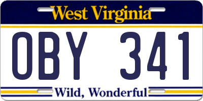 WV license plate OBY341