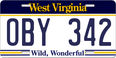 WV license plate OBY342