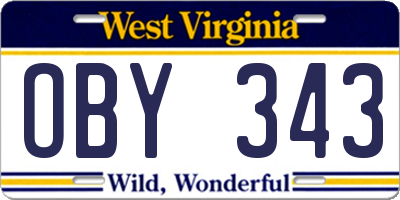 WV license plate OBY343