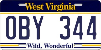 WV license plate OBY344