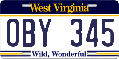 WV license plate OBY345