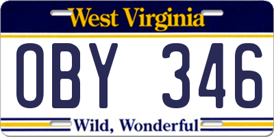 WV license plate OBY346