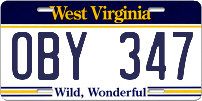 WV license plate OBY347