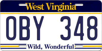 WV license plate OBY348
