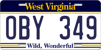 WV license plate OBY349