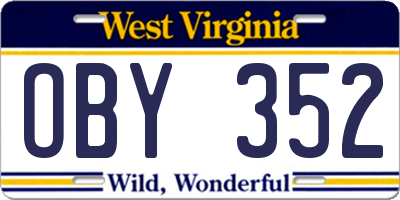 WV license plate OBY352
