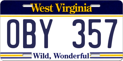 WV license plate OBY357