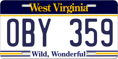 WV license plate OBY359
