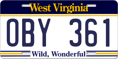 WV license plate OBY361