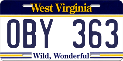 WV license plate OBY363