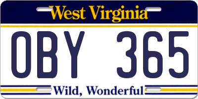 WV license plate OBY365