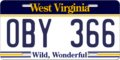 WV license plate OBY366
